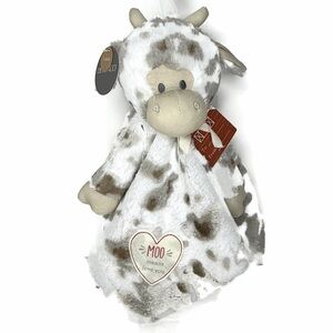 Demdaco Brown and Cream Plush Cow Rattle Lovey